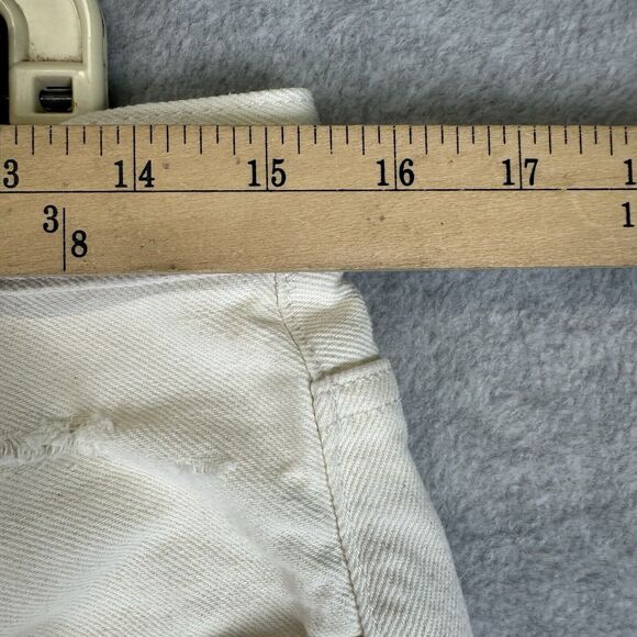 Free People Shorts Womens 30 Distress Denim Jean White Cut Off Button Fly We The - Picture 3 of 13